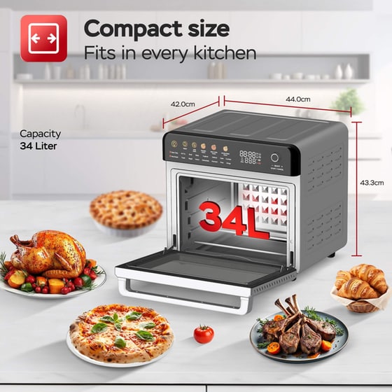 TURBOTRONIC TT-AFO310 34 Lt Ασημί Ηλεκτρικό Φουρνάκι image 13