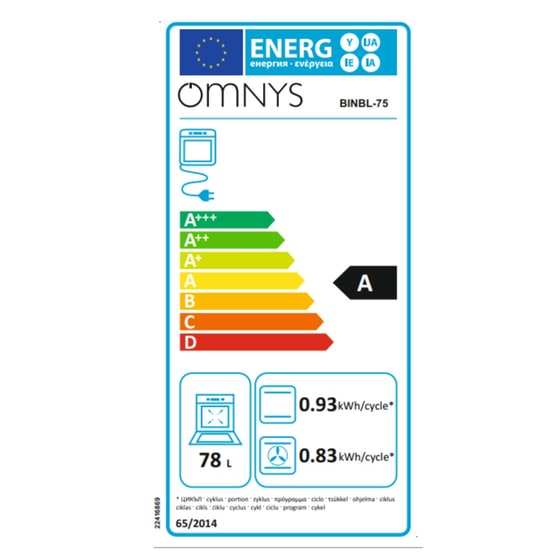OMNYS BINBL-75 78 Lt Inox Εντοιχιζόμενος Φούρνος Άνω Πάγκου image 3