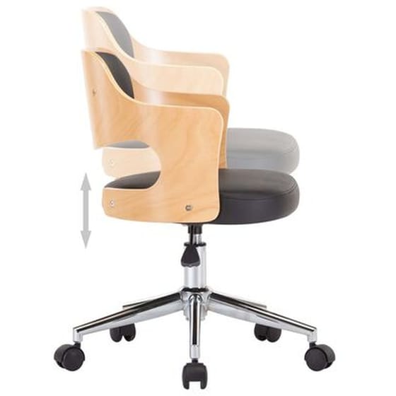 Καρέκλες Τραπεζαρίας Vidaxl Περιστρεφόμενες από Ξύλο/Συνθετικό Δέρμα 2 Τμχ - Μαύρες image 3