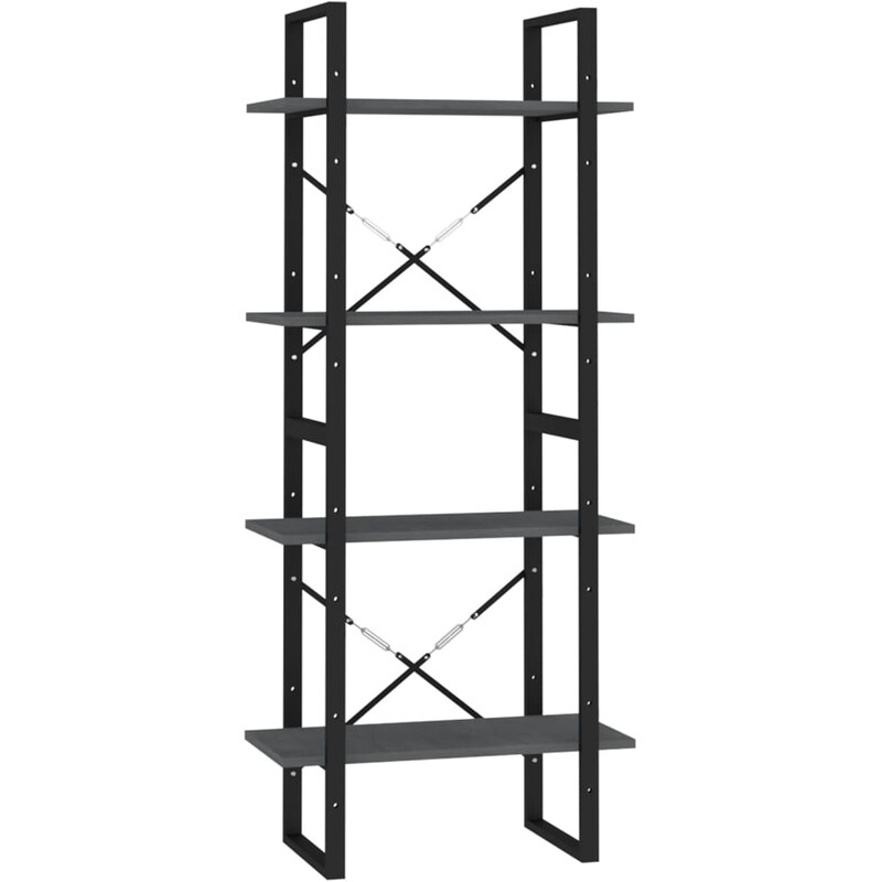Βιβλιοθήκη VidaXL από Ξύλο 60x30x140 cm - Γκρι/Μαύρο VIDAXL