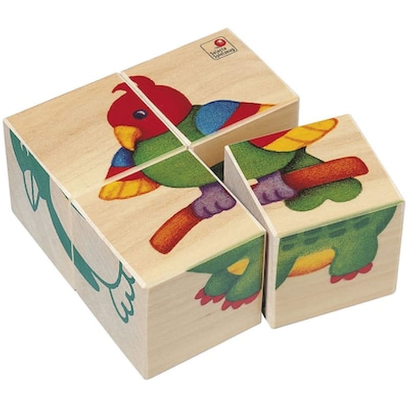 Selecta Ξύλινο Παιδικό Puzzle Κύβοι Ζούγκλα Sel62050