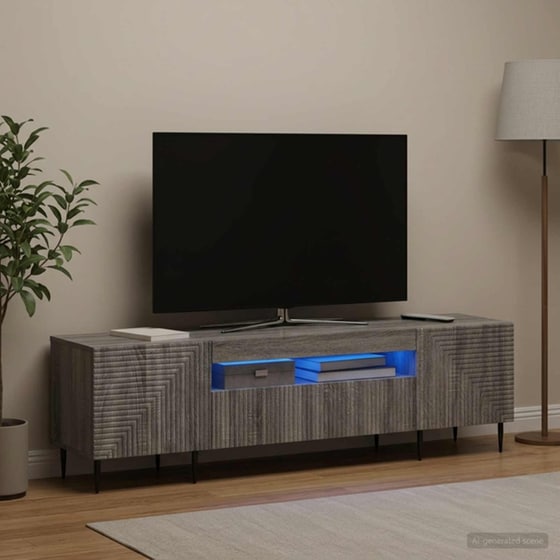Έπιπλο Τηλεόρασης με LED VidaXL από Επεξεργασμένο Ξύλο - Γκρι Sonoma image 2