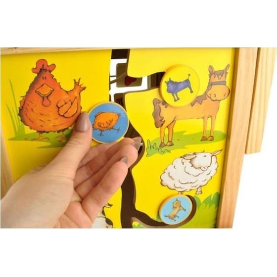 Εκπαιδευτική Περπατούρα Aria Trade Κύβος Δραστηριοτήτων Με Παζλ, Ρολόι & Άβακα Ξύλινη Για Μωρά 12+ Μηνών - 33x34x45.5-48 cm, Κιτρινό image 7