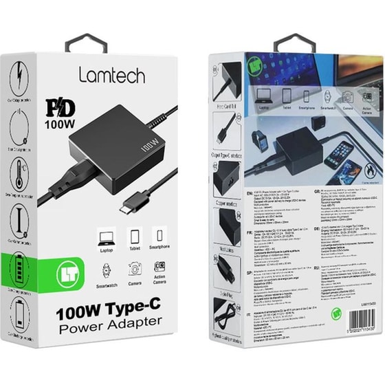 Φορτιστής LAMTECH LAM113423 Universal για laptop με υποδοχή USB-C - 100 W image 4