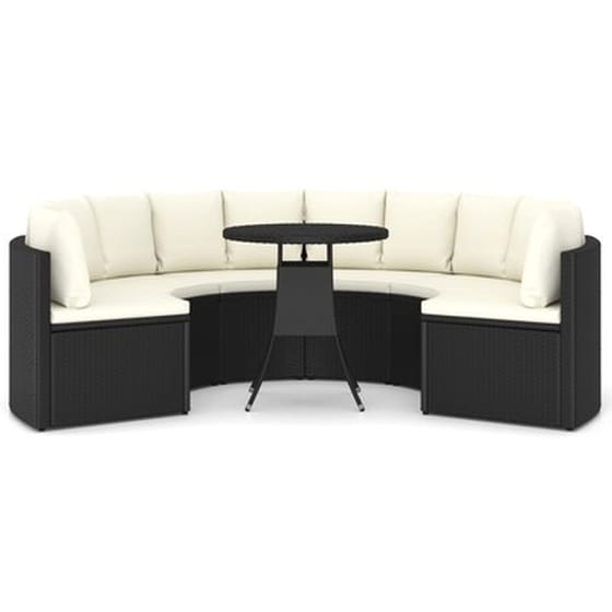 Σετ Σαλόνι Κήπου Vidaxl από Ρατάν με Μαξιλάρια 7 Τμχ - Λευκό image 2