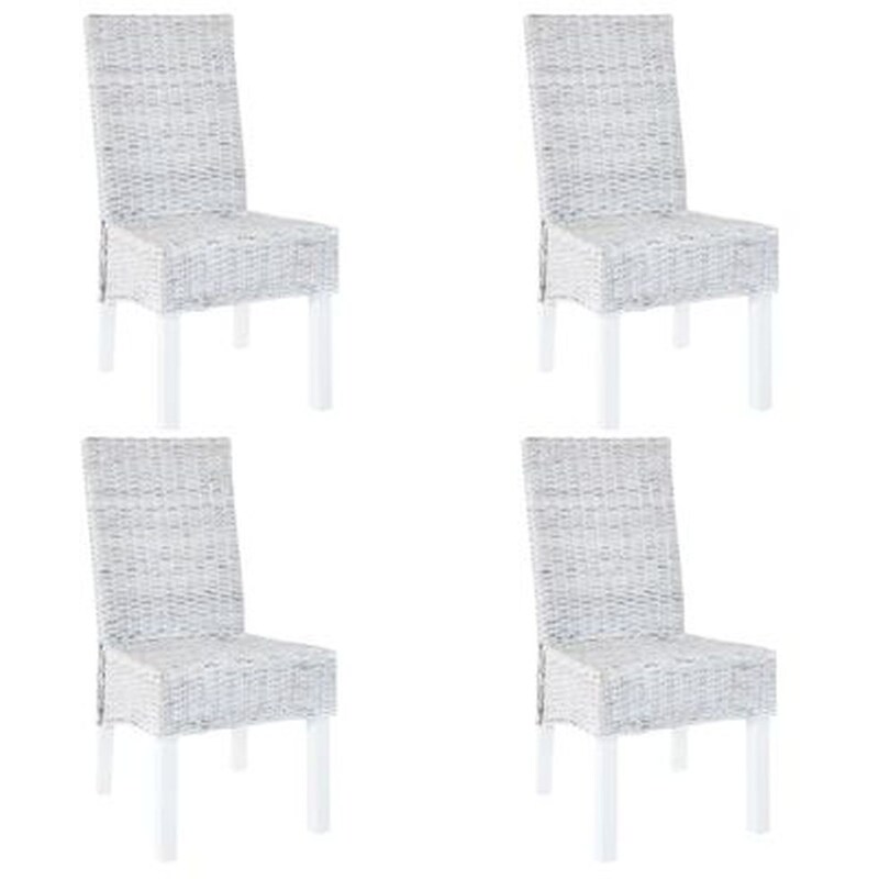 VIDAXL Καρέκλες Τραπεζαρίας Vidaxl από Ρατάν Kubu και Ξύλο Μάνγκο 4 Τμχ - Γκρι