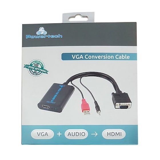Αντάπτορας Powertech 3.5mm / USB-A / VGA Male σε HDMI Female image 1
