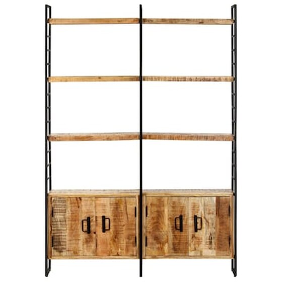 Βιβλιοθήκη VidaXL από Μέταλλο με 2 Πόρτες 124x30x180 cm - Φυσικό/ Μαύρο image 3