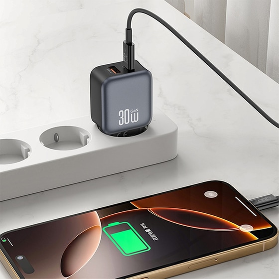 Φορτιστής Πρίζας XO L156 χωρίς Καλώδιο USB-A & USB-C 30W Quick Charge 3.0 - Μαύρο image 3