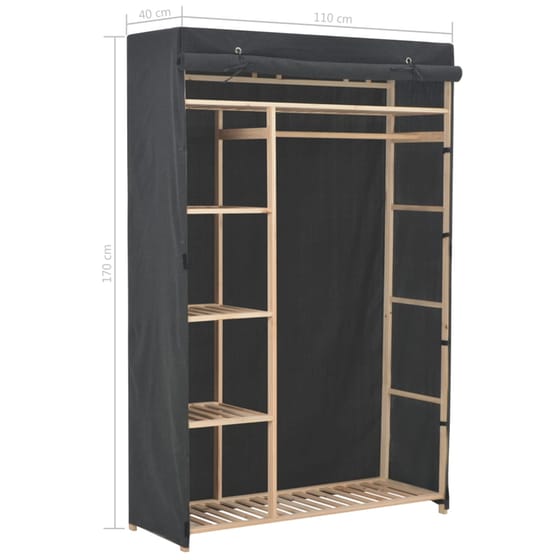 Ντουλάπα Vidaxl με 5 Ράφια Υφασμάτινη 110x40x170 cm - Γκρι image 5