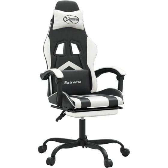 Καρέκλα Gaming VIDAXL 3143907 με Υποπόδιο από Τεχνητό Δέρμα - Μαύρο image 0