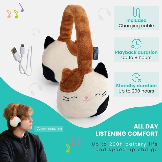 Ακουστικά Κεφαλής για Παιδιά Lazerbuilt Original Squishmallows - Cam the Cat image 3