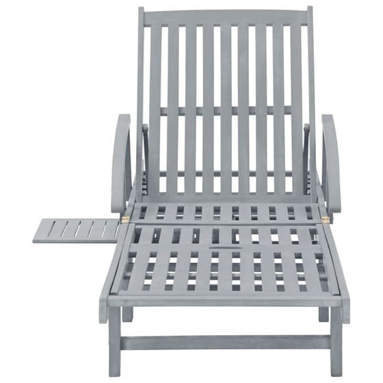 Ξαπλώστρα VidaXL από Μασίφ Ξύλο Ακακίας 200x68x30-86 cm - Γκρι/Πράσινη image 3
