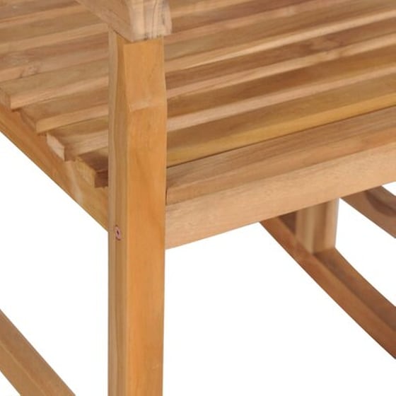 Κουνιστή Πολυθρόνα VidaXL από Μασίφ Ξύλο Teak με Μπλε Ρουά Μαξιλάρι - Καφέ image 4