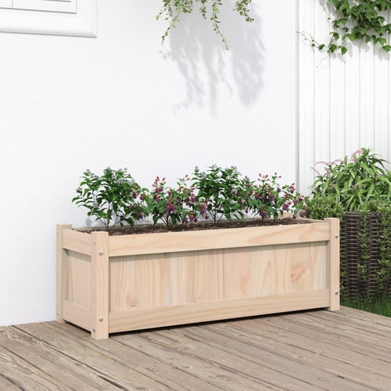 Ζαρντινιέρα VidaXL από Μασίφ Ξύλο Πεύκου 90x31cm - Μπεζ image 1