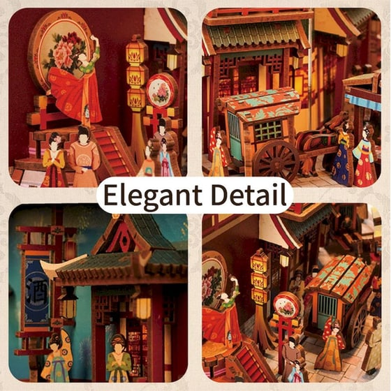 DIY 3D Puzzle Book Nook Kit Βιβλιοστάτης - The Banquet of Tang Dynasty image 3