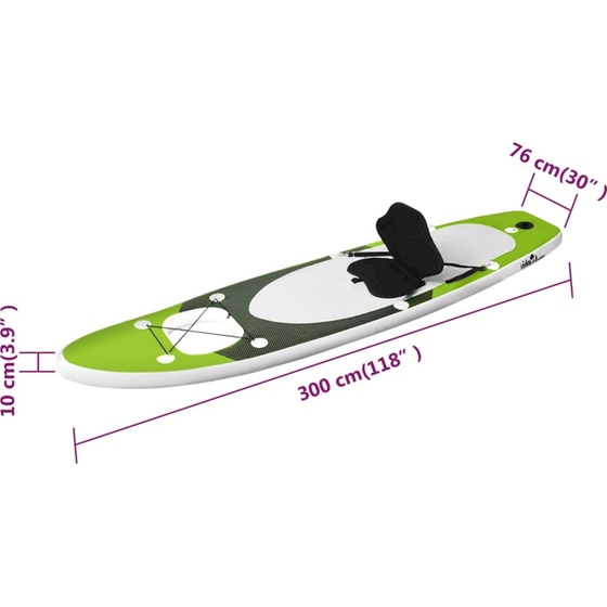 Φουσκωτή Σανίδα SUP VidaXL 300x76x10cm - Πράσινη image 11
