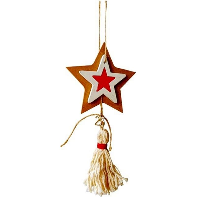 FEELBOHO Χειροποιητο Boho Γουρι Αστερι Ξυλινο