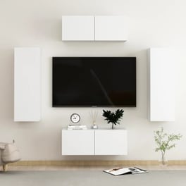 Έπιπλα Τηλεόρασης Vidaxl Μοριοσανίδα  Σετ 4 Τμχ  80x30x30 cm - Λευκό