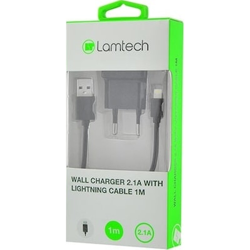 LAMTECH Καλώδιο δεδομένων Lamtech Lam020151 Usb to Lightning 2.1Α 1m - Black