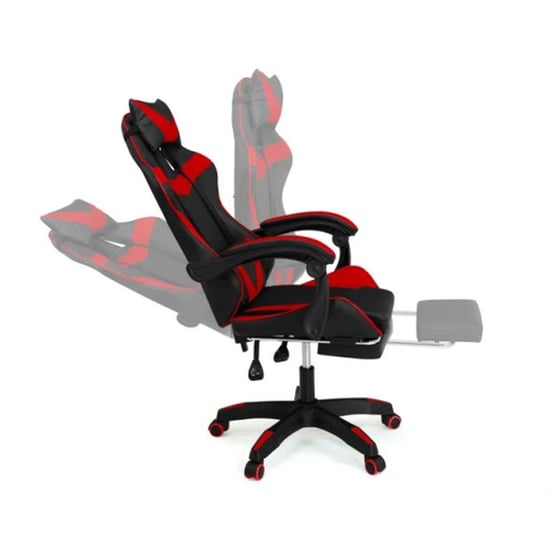 Καρέκλα Gaming Idomya 30078800 από Δερματίνη με Υποπόδιο - Μαύρη/Κόκκινη image 3