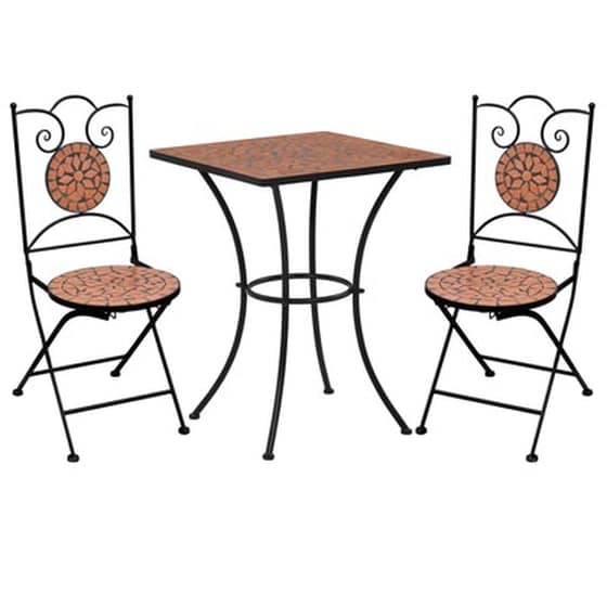 Vidaxl Σετ Επίπλων Bistro «μωσαϊκό» 3 Τεμ. Τερακότα Κεραμικά Πλακίδια image 0
