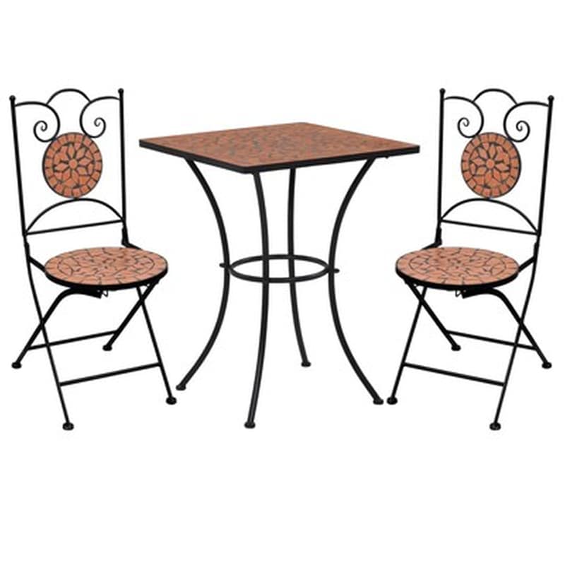 VIDAXL Vidaxl Σετ Επίπλων Bistro «μωσαϊκό» 3 Τεμ. Τερακότα Κεραμικά Πλακίδια