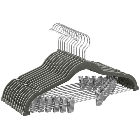 Κρεμάστρες Ρούχων Songmics από Βελούδο Crf12v 45x23 cm Σετ 12 Τμχ - Γκρι image 0