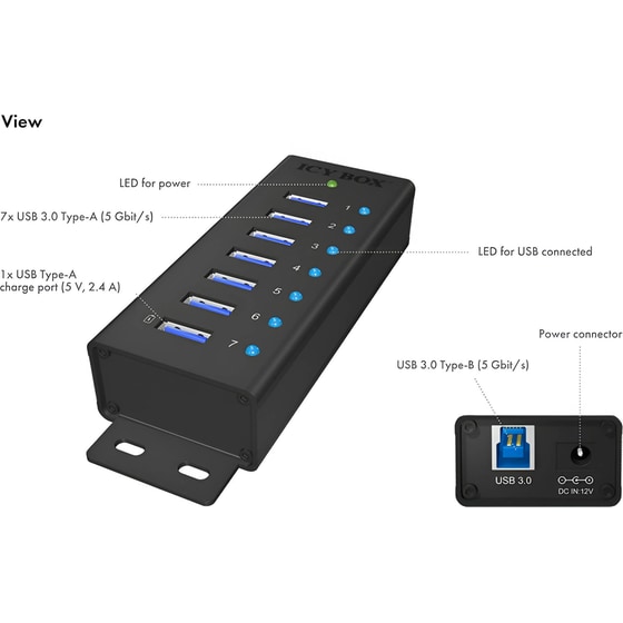 Icy Box IB-AC618 USB Hub 7-Port USB 3.0 συμβατό με USB-A image 6