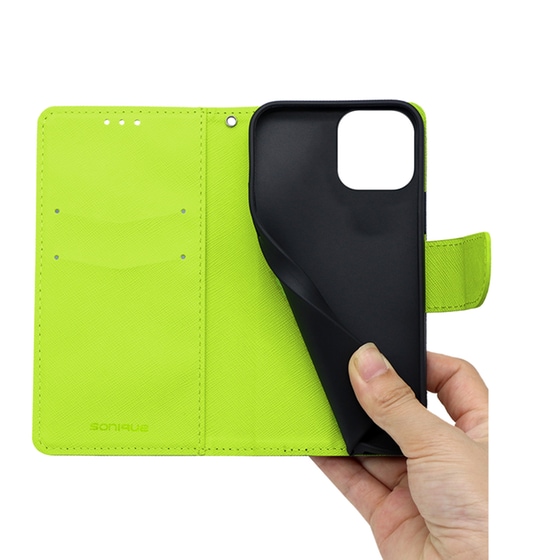 Θήκη Apple iPhone 14 Pro Max - Sonique Trend Book - Σκούρο Μπλε/Λαχανί image 3