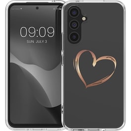 Θήκη Samsung Galaxy A54 - KWmobile Θήκη Σιλικόνης IMD Design - Heart Brush Rose Gold / Transparent