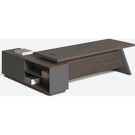 Γραφείο 24Mall 180x180x75cm Grey Walnut image 1