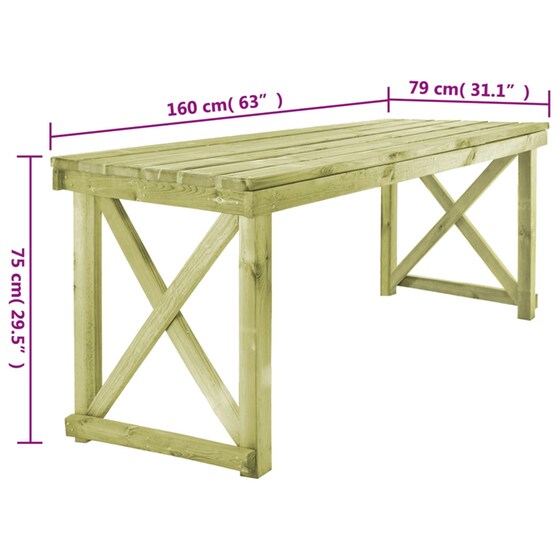 Τραπέζι Εξωτερικού Χώρου VidaXL από Ξύλο 160x79x75 cm - Καφέ image 3
