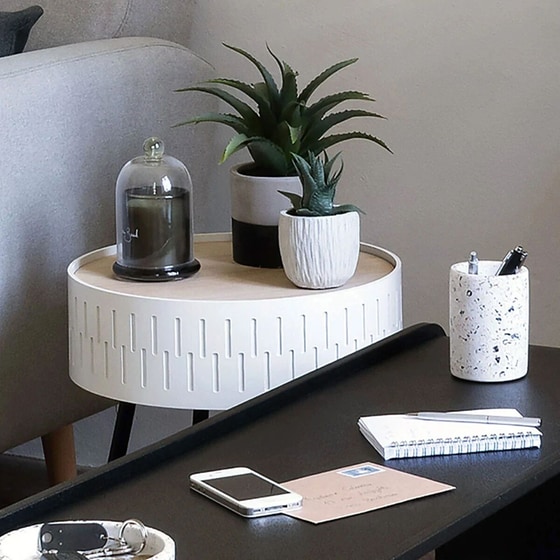 Τραπεζάκι Σαλονιού Spitishop A-s Shiro από MDF 166584a Φ38.5x45.5cm - Λευκό/Μαύρο image 1