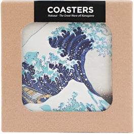 Σουβέρ Coaster Hokusai The Great Wave Of Kanagawa 4Τμχ - Μπλε/Λευκό