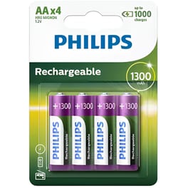 Επαναφορτιζόμενες Μπαταρίες Philips AA NiMH 1300mAh 1.2 V 4 τεμάχια
