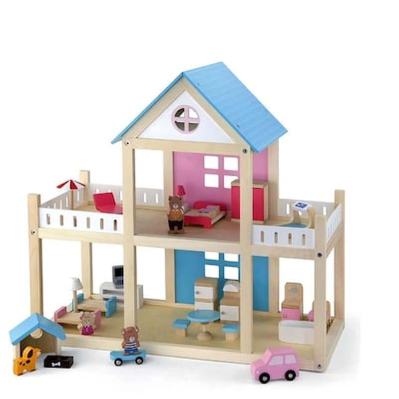 Viga Ξύλινο Πλήρες Κουκλόσπιτο γαλάζιο 50255 VIGA