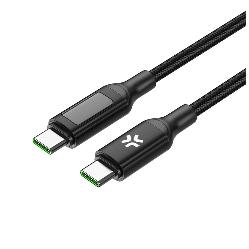 CELLY Καλώδιο δεδομένων Celly USBCUSBC100WLED USB-C σε USB-C with LED Display 2m - Black