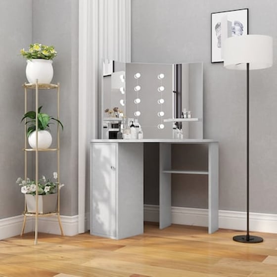 Vidaxl Μπουντουάρ Γωνιακό Με Led Γκρι Σκυροδέματος 111 X 54 X 141,5 Εκ. image 0