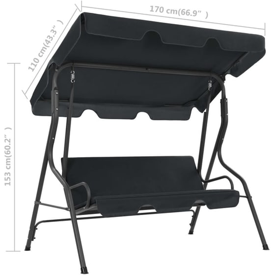 Κούνια Κήπου VidaXL με Σκίαστρο  από Χάλυβα 170x110x153 cm - Ανθρακί image 5