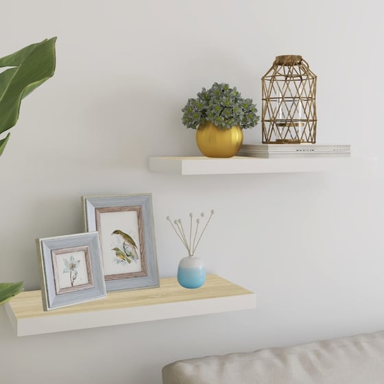 Ράφια Τοίχου VidaXL από MDF 60x23.5x3.8 cm 2 Τμχ - Λευκό/Μπεζ image 2