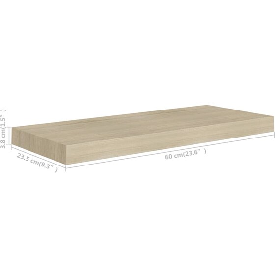 Ράφια Τοίχου VidaXL από MDF 60x23.5x3.8 cm 2 Τμχ - Μπεζ image 6