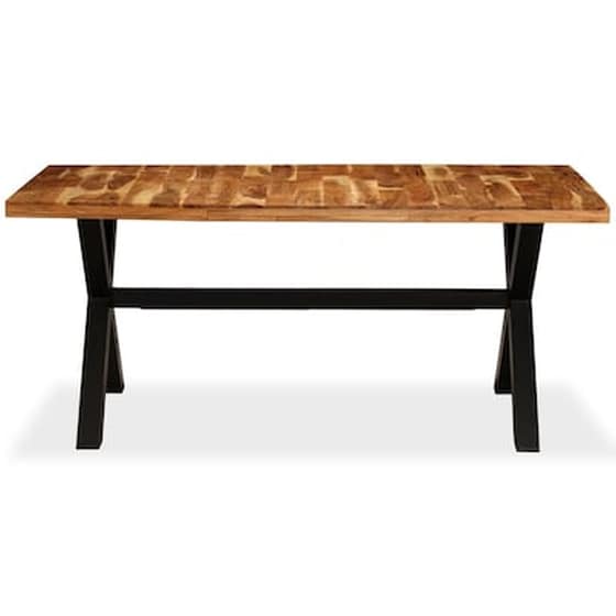 Τραπεζαρία Vidaxl από Μασίφ Ξύλο Ακακίας Και Μάνγκο 180x90x76 cm - Μαύρη/Καφέ image 4