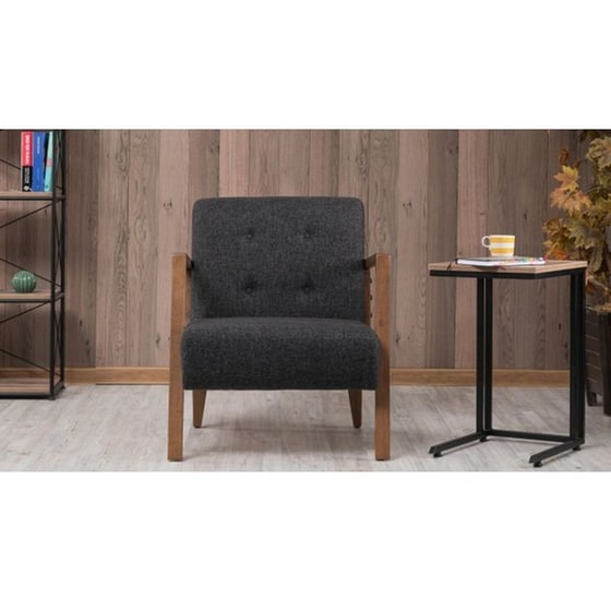 Πολυθρόνα 24mall Caesar από Ύφασμα/Ξύλο 69x80x83cm - Γκρι/Καφέ image 2