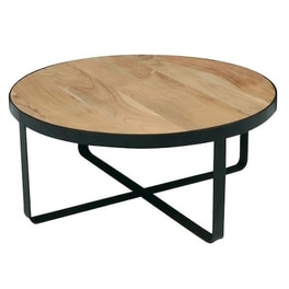 Τραπεζάκι Σαλονιού Woodwell από Ξύλο Ακακίας 80x35cm - Καφέ/Μαύρο