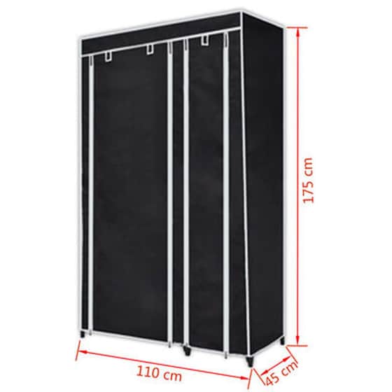 Δίφυλλες Ντουλάπες Vidaxl 2τμχ Υφασμάτινες 110x45x175cm - Μαύρο image 4