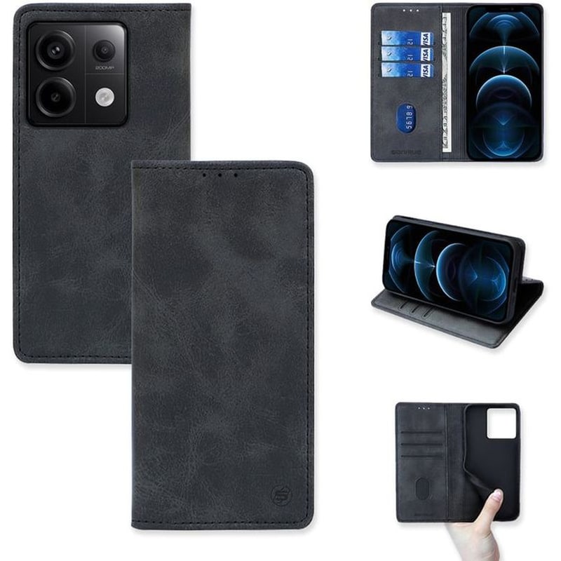 Θήκη Xiaomi Redmi Note 13 Pro 5G - Sonique Vintage Magnet Wallet - Μαύρο