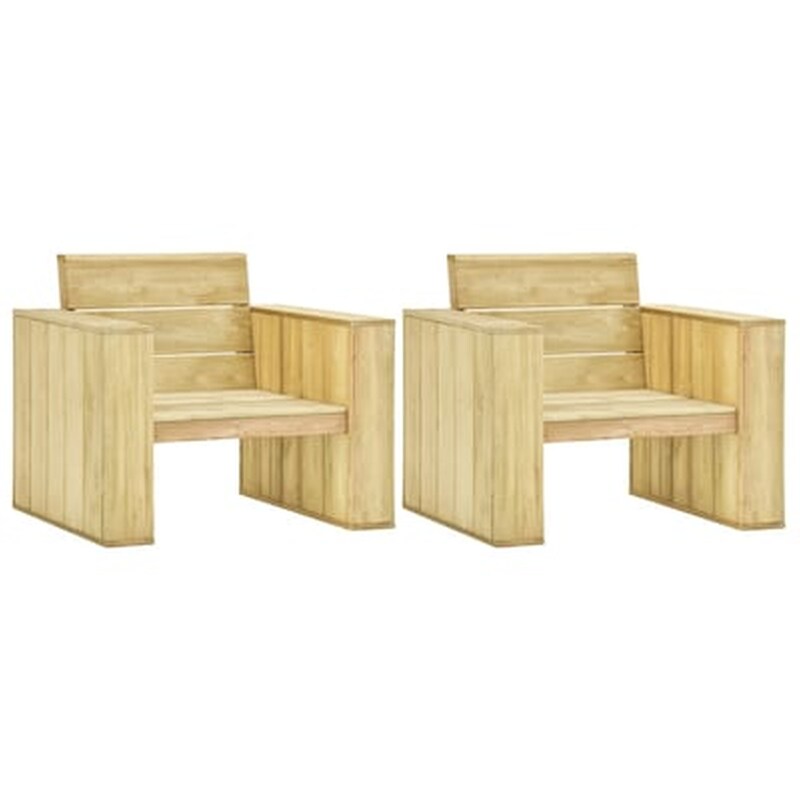 Vidaxl Καρέκλες Κήπου 2 Τεμ. 89 X 76 X 76 Εκ. Εμποτισμένο Ξύλο Πεύκου