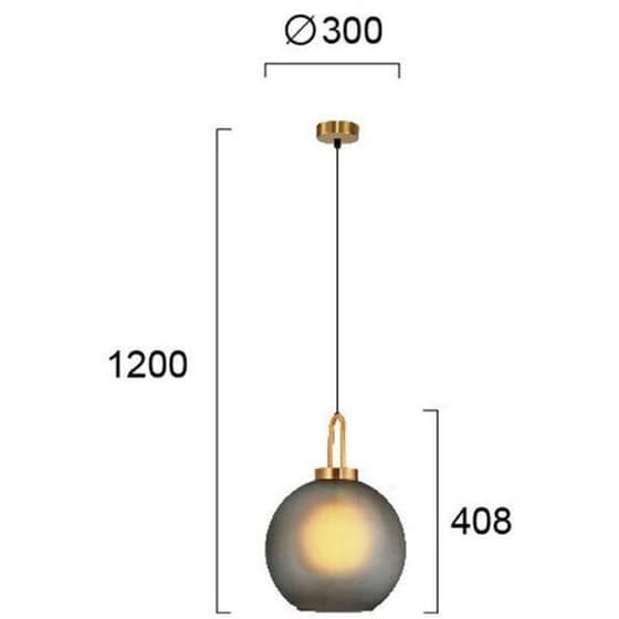 Φωτιστικό Οροφής Μονόφωτο Viokef Φ300 Doria 4249500 Γυάλινο/Μεταλλικό - Μαύρο/Χρυσό image 1