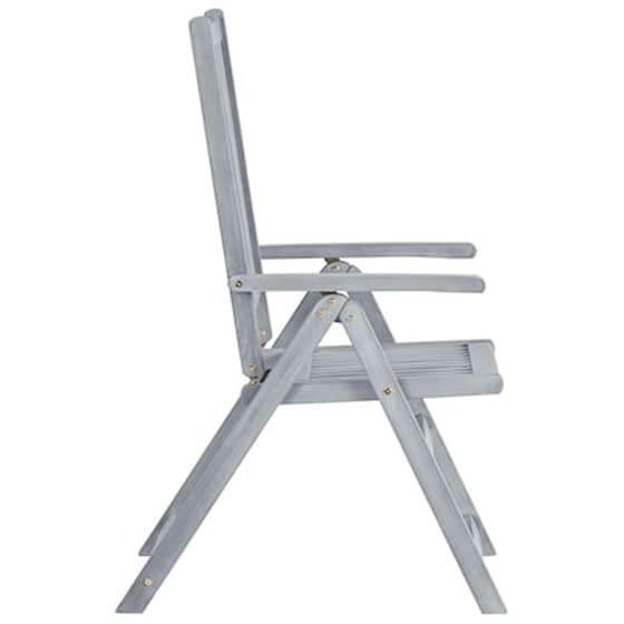 Καρέκλες Κήπου Vidaxl Ανακλινόμενες  από Μασίφ Ξύλο Ακακίας 4 Τεμ. 57x69 x110cm - Γκρι image 4